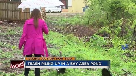 Trash and oil littering Bay area pond, neighbors hope county will clean it up