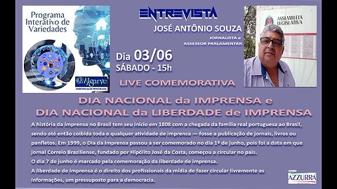 LIVE COMEMORATIVA: DIA NACIONAL da IMPRENSA e DIA NACIONAL da LIBERDADE de IMPRENSA