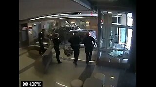 A truck crashing into Colorado police station.