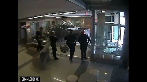 A truck crashing into Colorado police station.