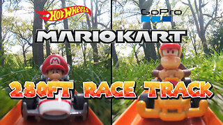 Mario Kart Hot Wheels X GoPro POV Race Baby Mario vs Diddy Kong Mario Kart 280ft Race Track