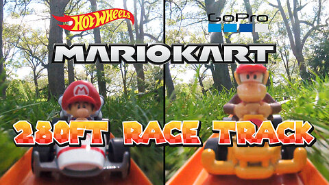 Mario Kart Hot Wheels X GoPro POV Race Baby Mario vs Diddy Kong Mario Kart 280ft Race Track