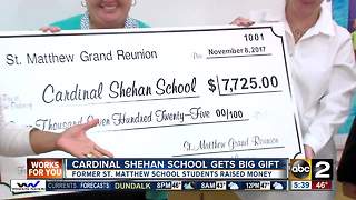 Former students give $7,000 to Cardinal Shehan School