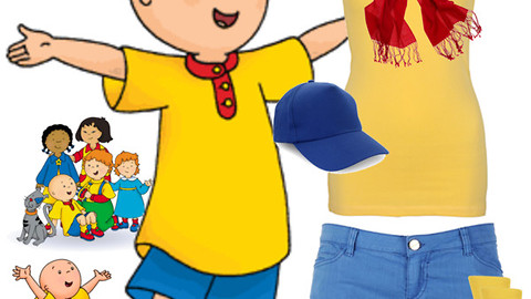 mom reads Caillou dress up with her son for bedtime story