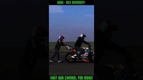 Girl Makes Amazing Dismount From Her Motorcycle #Shorts #viral #trending #