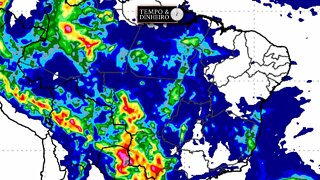 Previsão de chuva intensa no centro-oeste e corredor de umidade no Sul