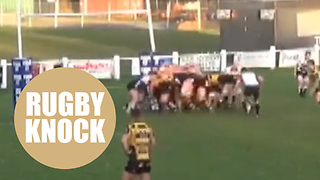 Hilarious video of rugby team demolishing posts with monster scrum