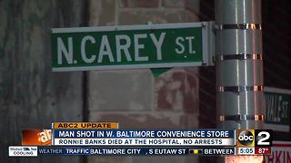 Man shot inside convenience store in Baltimore dies