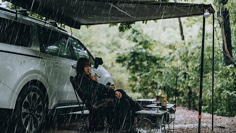[4K] Solo camping in the Heavy rain | relax, Sleep in the forest listening to the sound of rain