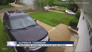 Search for suspects in stolen car crash