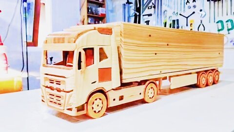 CONTAINER TRAILER VOLVO FH WOODEN TRUCK (Part2) WOODWORKING