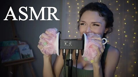 ASMR // EAR ATTENTION - Crinkly Loofah + Tingly Whispers + Soothing Humming ♥️