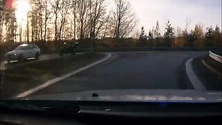 200 km/h / 125 mph police pursuit in Sweden wih motorcycle police and policecar.