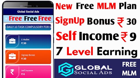 New Free MLM Plan | Signup Bonus ₹30 | Self Income 9 | 7 Level Earning | New Mlm Plan Launch 2021