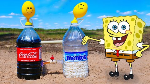 Spongebob, Make Experiment Coca vs Mentos with Doodles | Satisfying Video