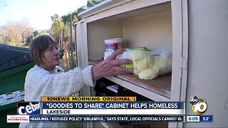 Lakeside woman sets up "Goodies to Share" cabinet for homeless