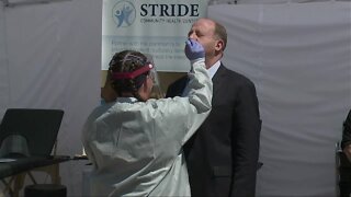 Colorado governor receives nasal COVID-19 swab test at news conference