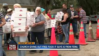 Pastor says church is giving out 60 truck loads of FEMA food boxes