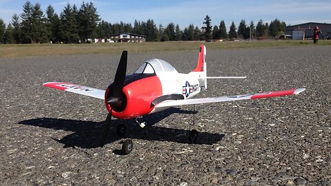 Parkzone Ultra Micro T-28 Trojan BNF Warbird RC Plane Take-off and Landing on Pavement