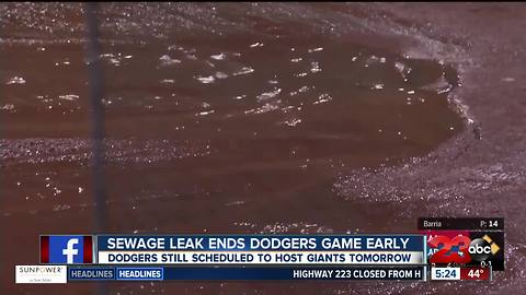 Sewage water cancels LA Dodgers game