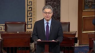 Al Franken brings up President Trump, Roy Moore in resignation announcement