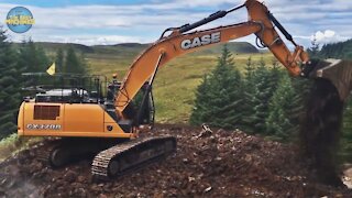 Excavator Case CX3700 (SOUND) Moving rocks In Action