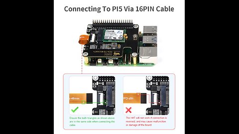 Raspberry Pi 5 PCIe To M.2 HAT High Speed Expansion Board with 16P Cable GPIO Header