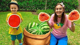 Chris and mom learn how to harvest fruits and vegetables and feeding the animals at the farm