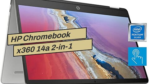 HP Chromebook x360 14a 2-in-1 Laptop, Intel Pentium Silver N5000 Processor, 4 GB RAM, 64 GB eMM...