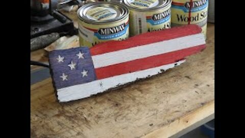 Old Glory from old firewood.