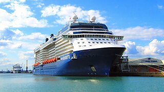 Celebrity Silhouette cruise ship departs Southampton UK 07/05/2022 4k drone footage.