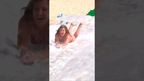 Fun times on a flat land Slip N Slide in Hermosa Beach 🙂 #hermosa