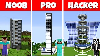 Minecraft: NOOB vs PRO vs HACKER: MODERN SKYSCRAPER CHALLENGE / ANIMATION