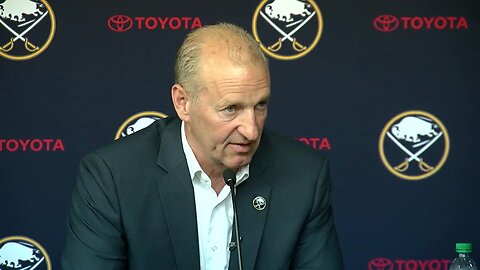 Buffalo Sabres new head coach Ralph Krueger talks to media