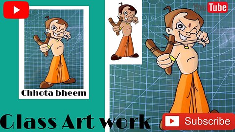 Chhota Bhim glass painting || easy glass painting