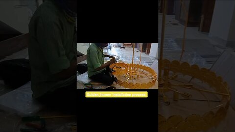 golden jhumer installation process #golden #chandelier