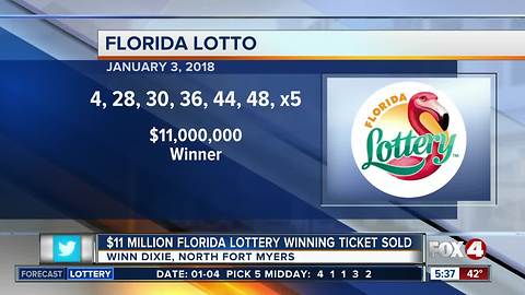 $11 Million Florida lotto ticket sold in North Fort Myers