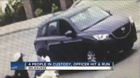 4 in custody in hit-and-run crash that injured Milwaukee police officer