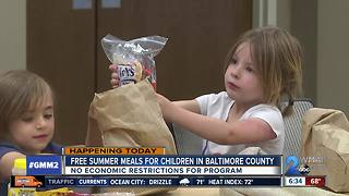 Free summer meals available at Baltimore County libraries and schools