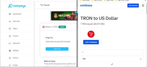 How To Earn Free 117 TRON TRX Cryptocurrency At Coinpayu Every 60 minutes With Proof