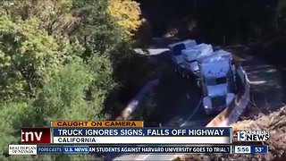 Truck falls into a ravine