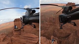 Getting dropped off on top of a cliff by helicopter