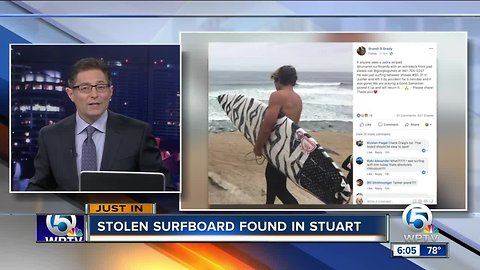 Stolen surfboard found in Stuart