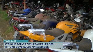 Vale do Aço: Até Hoje, Polícia Civil Realiza Leilões Virtuais de Veículos Apreendidos.