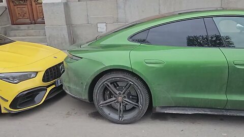 Mamba Green Porsche Taycan Turbo S debadged with Ceramic Brakes is not discreet [4k 60p]
