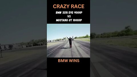 Insane Car Race 900HP BMW 335I E92 vs 1000HP Ford Mustang GT #shorts #viral #viralvideo #bmw #900hp
