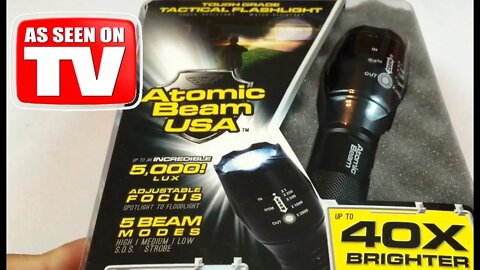 Atomic Beam USA 5000 lux zoomable tactical LED flashlight review - AS SEEN ON TV