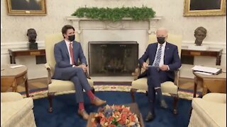 Trudeau and Biden speak to reporters before their bilateral meeting in Washington