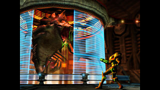 Samus Battles the Parasite Queen First Boss Fight - Metroid Prime Trilogy [ Nintendo Wii ]