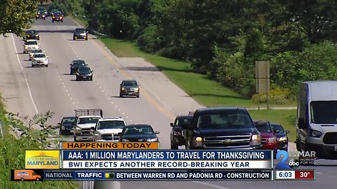 AAA: 1 million+ Marylanders to travel for Thanksgiving